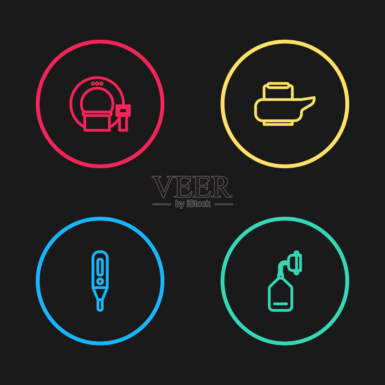 设行医用数字温度计氧气面罩图标素材