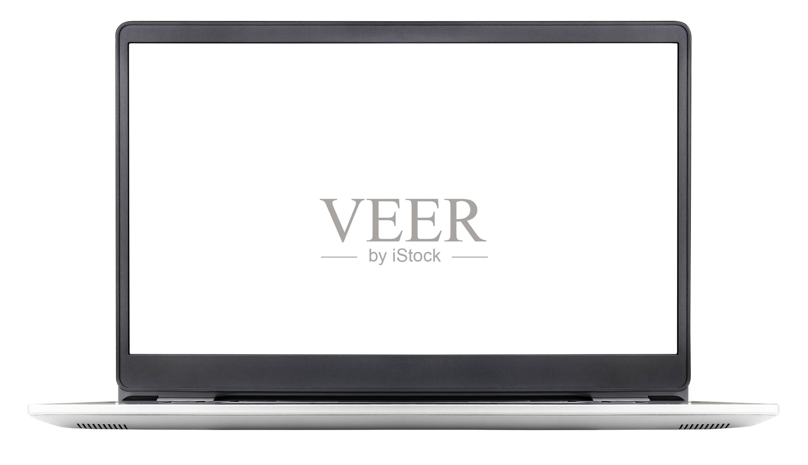 笔记本电脑与空白屏幕隔离在白色背景。照片摄影图片