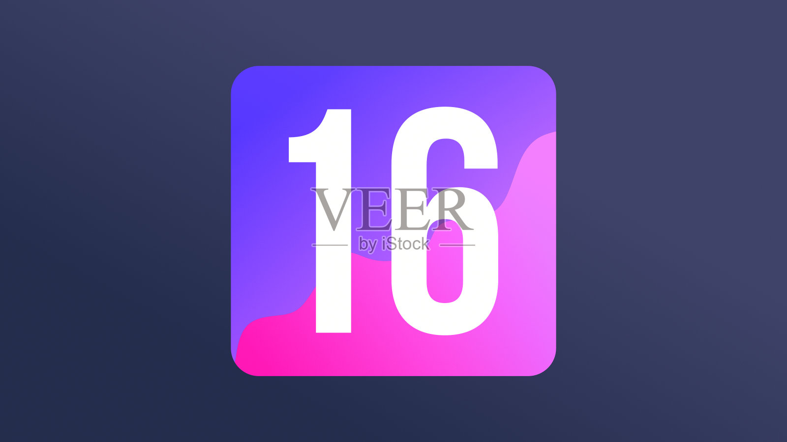 漂亮时髦的日历第十六天。Ui设计数字16。一周中天数的说明。照片摄影图片