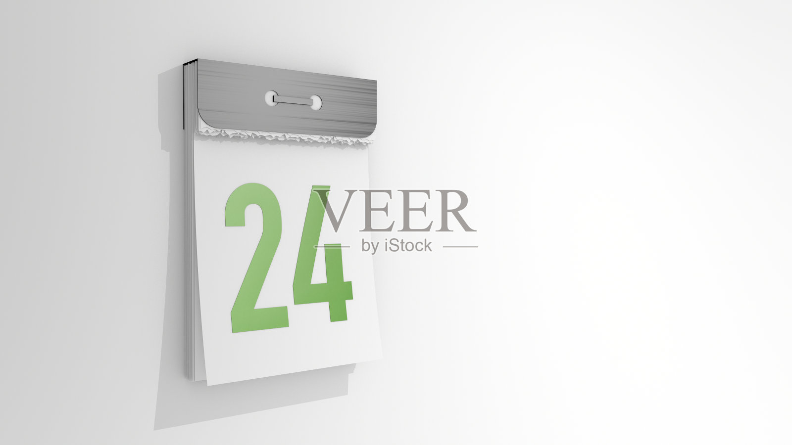撕掉的日历与数字24。时尚的3D渲染的第二十四日期。3d插图在白色的背景24天。插画图片素材
