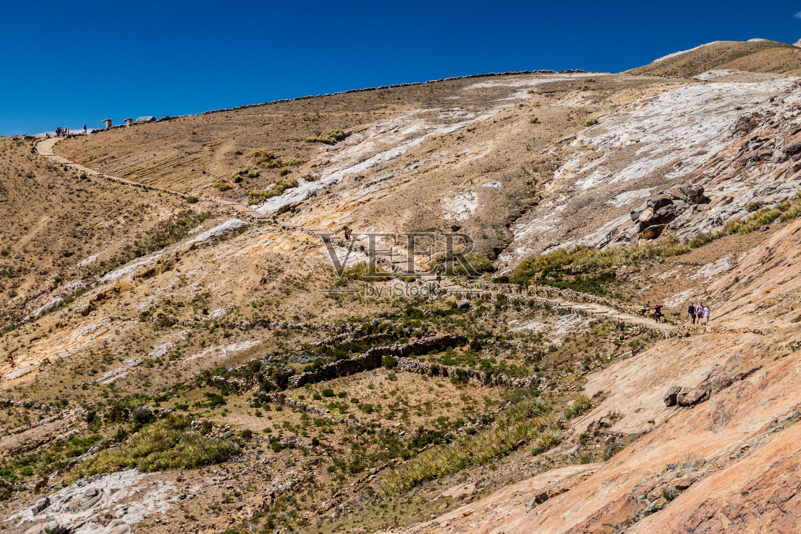 玻利维亚喀喀湖太阳岛的古印加古道照片摄影图片