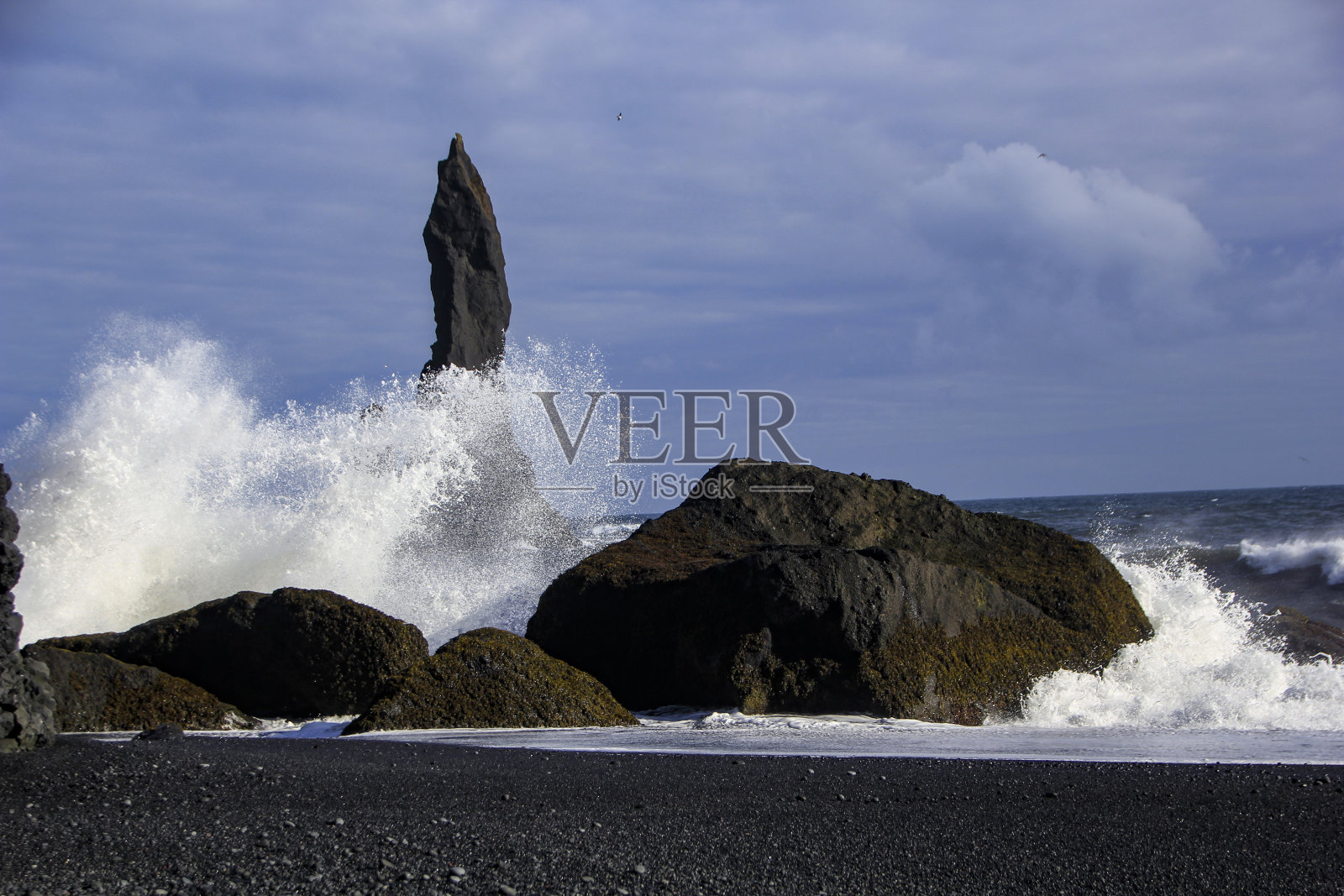 Reynisdrangar 海堆，Reynisfjara，维克在米达尔，冰岛照片摄影图片