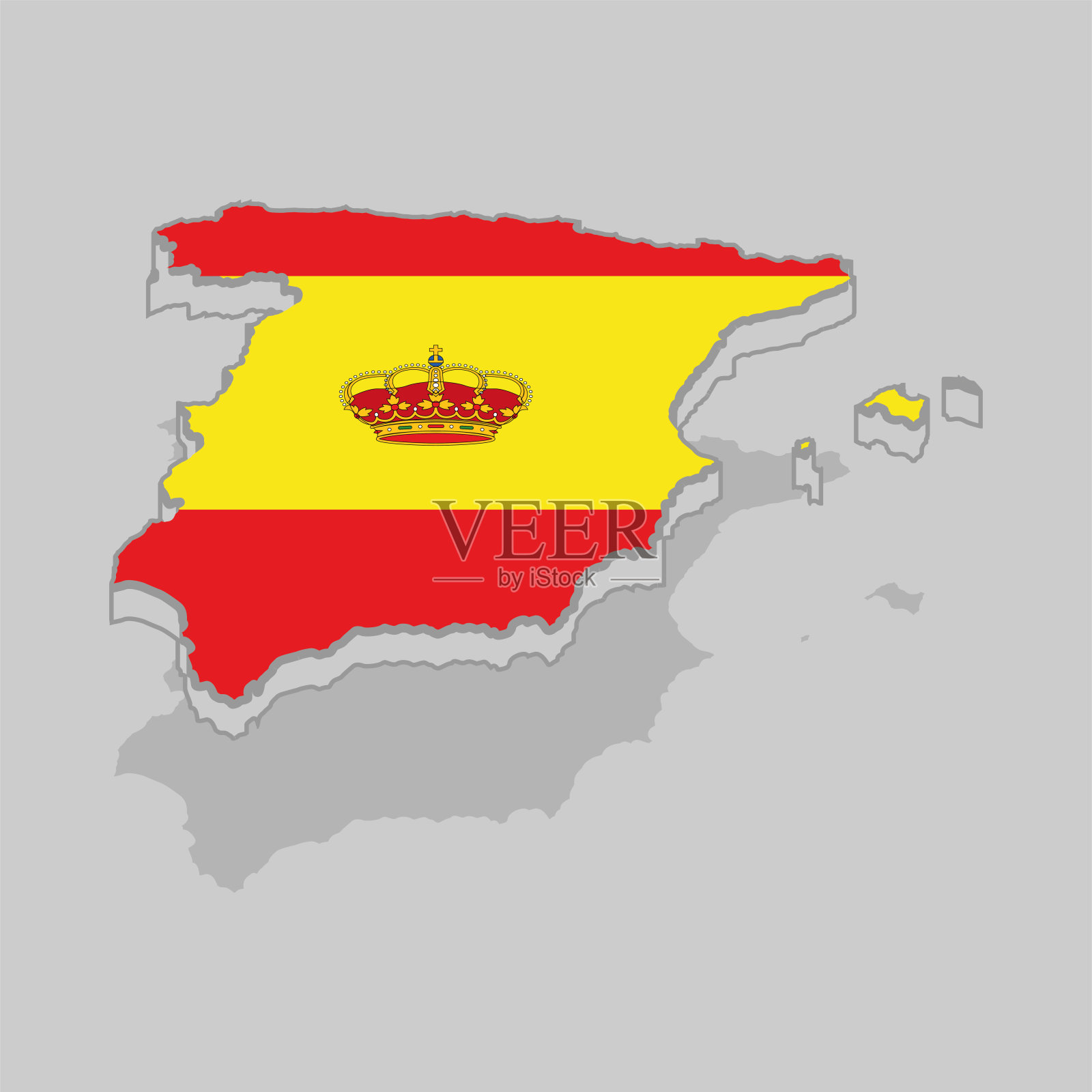 孤立的3d地图与西班牙国旗插画图片素材
