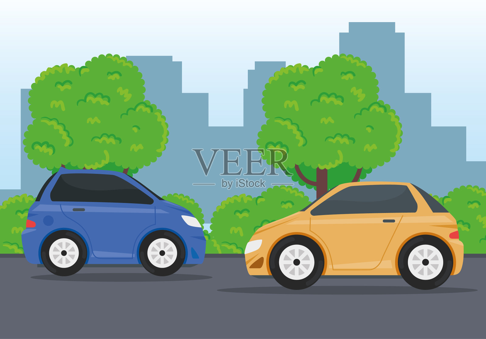 汽车在道路上行驶的车辆插画图片素材