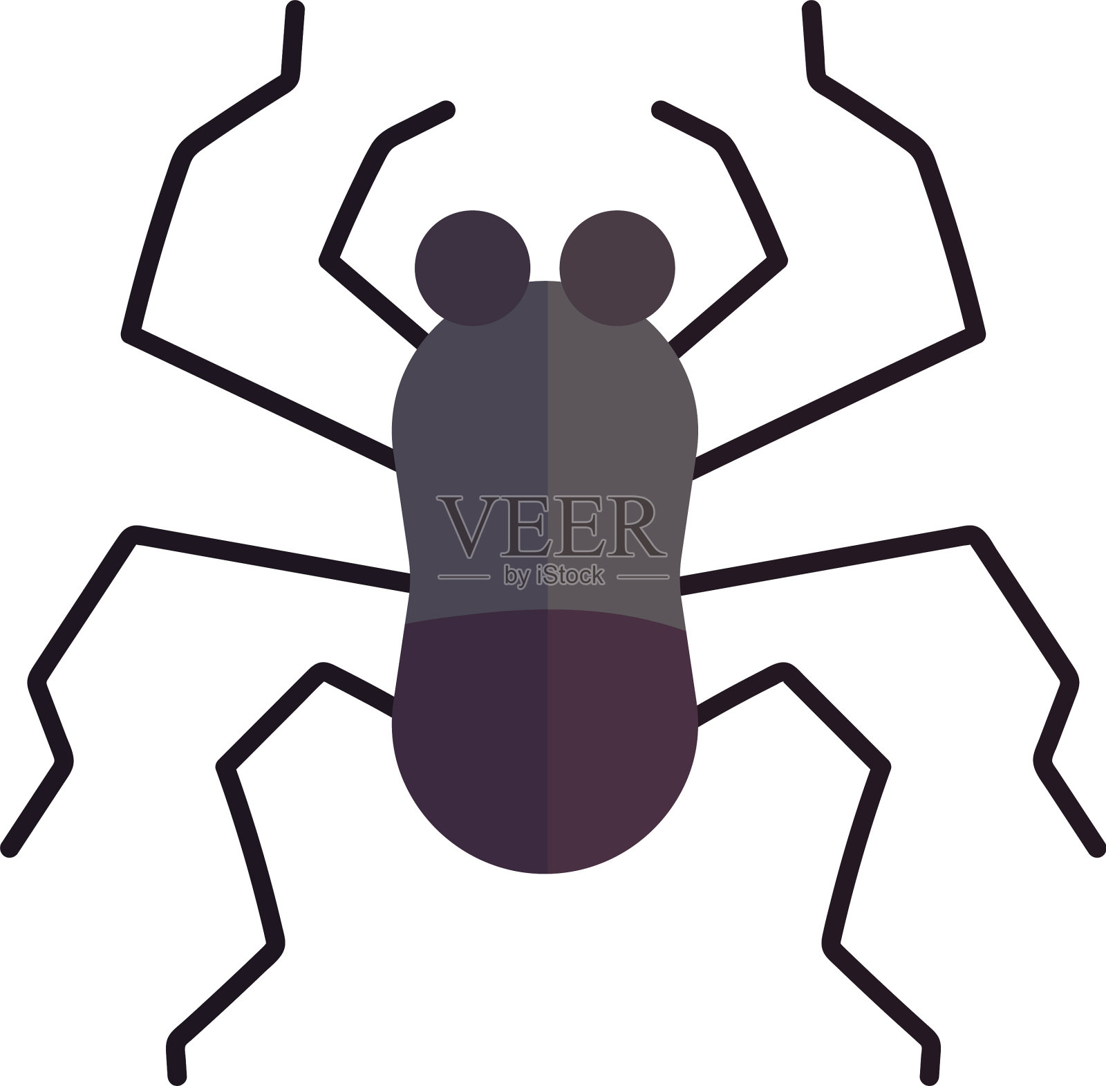 蜘蛛昆虫动物在卡通平面图标风格设计元素图片