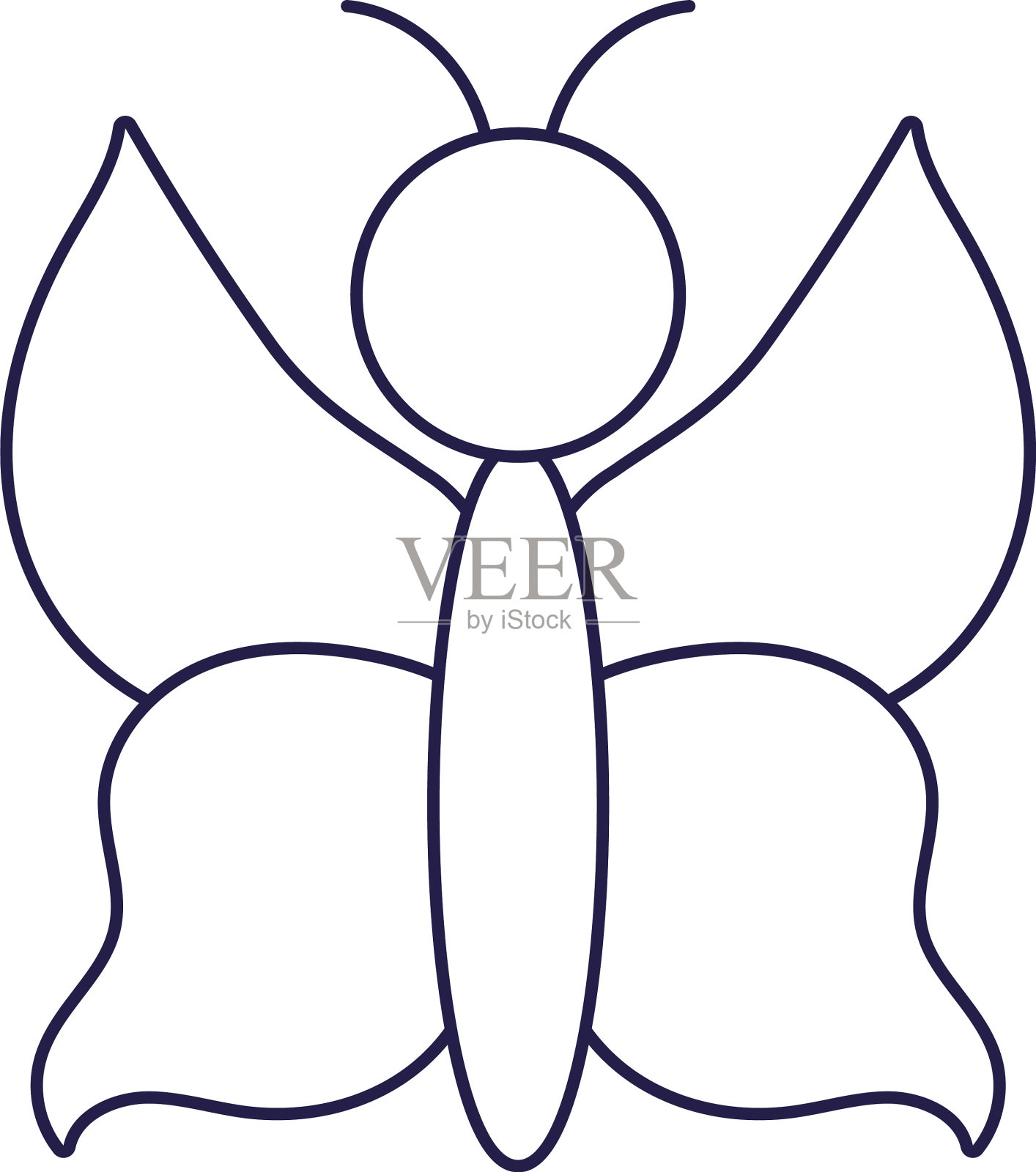 蝴蝶，昆虫，动物群卡通线图标设计元素图片