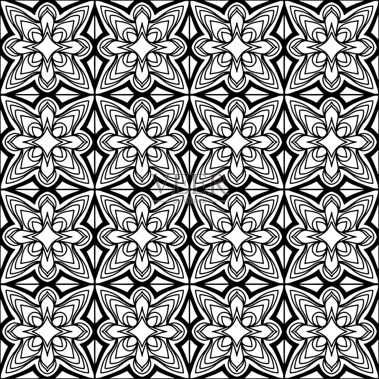 抽象黑白无缝模式，矢量插图，背景艺术品插画图片素材