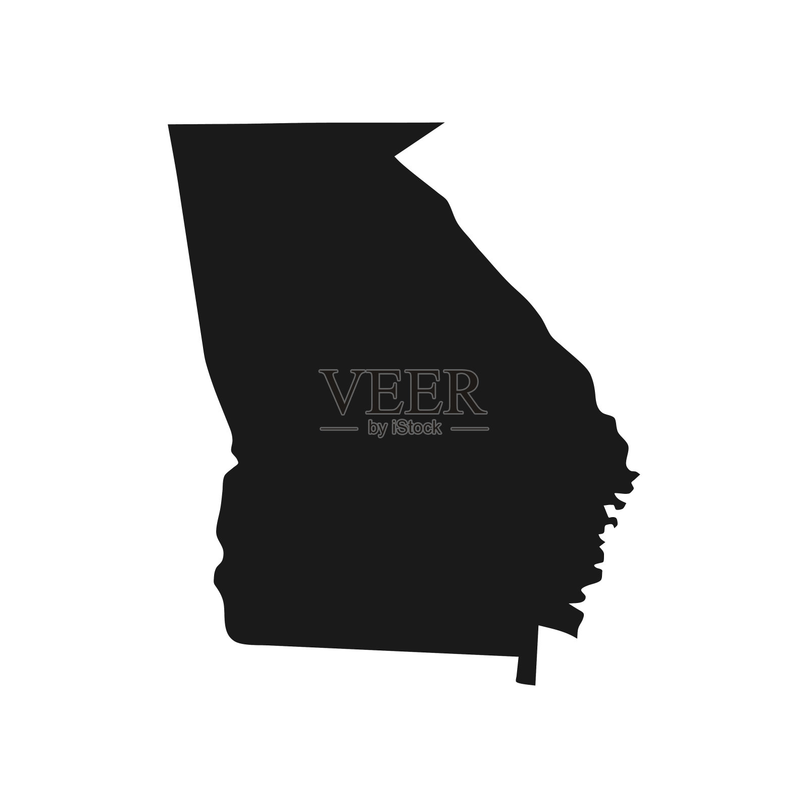 乔治亚州黑色地图上的白色背景插画图片素材