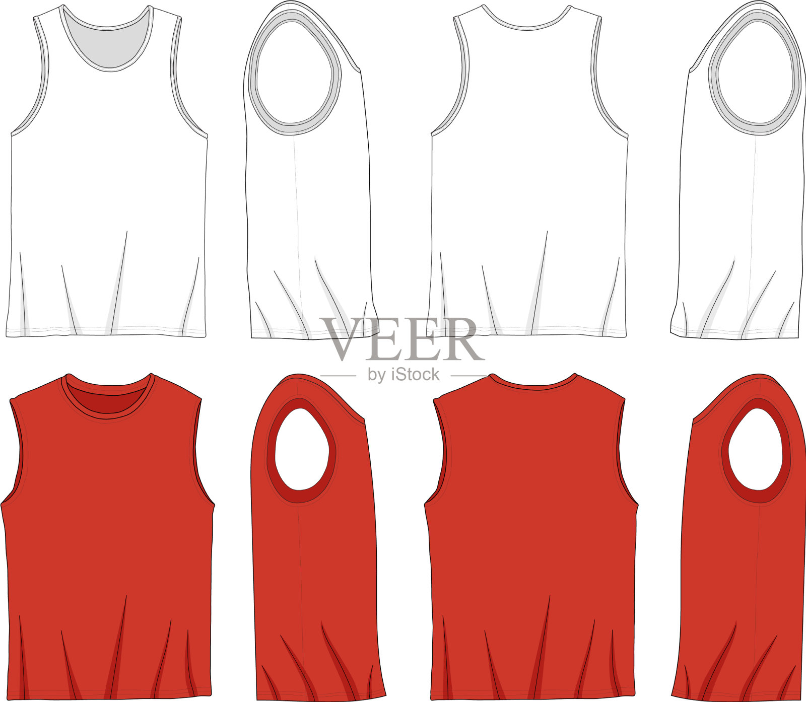 背心和肌肉衬衫顶部模板模型插画图片素材