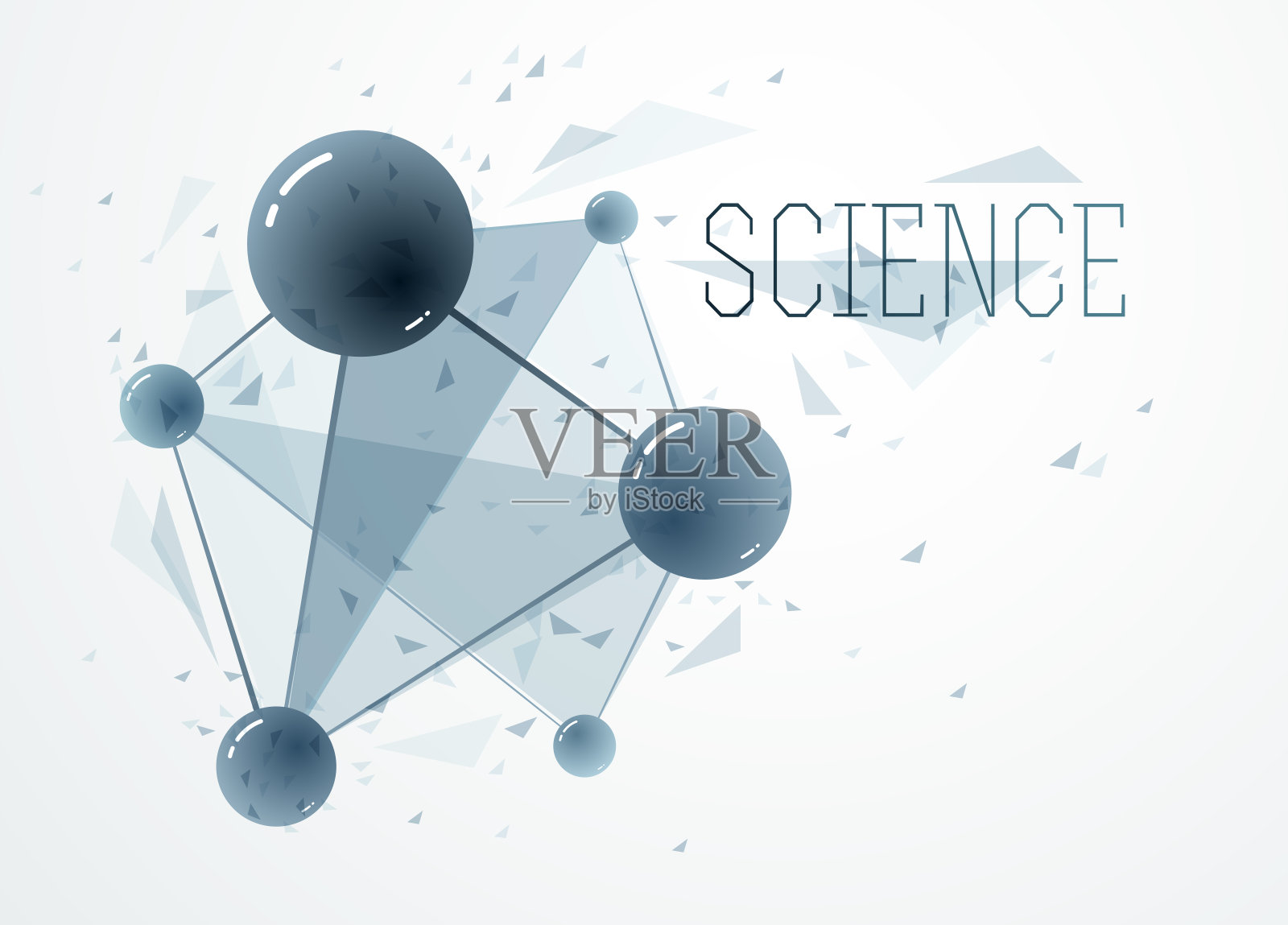 分子矢量插图，科学化学和物理主题抽象背景，微纳米科学技术主题，原子和微观粒子。插画图片素材