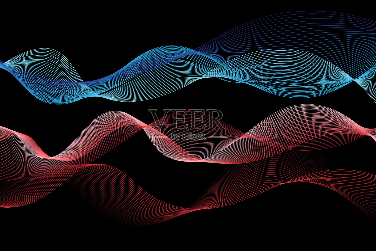 鲜艳的蓝线波插画图片素材