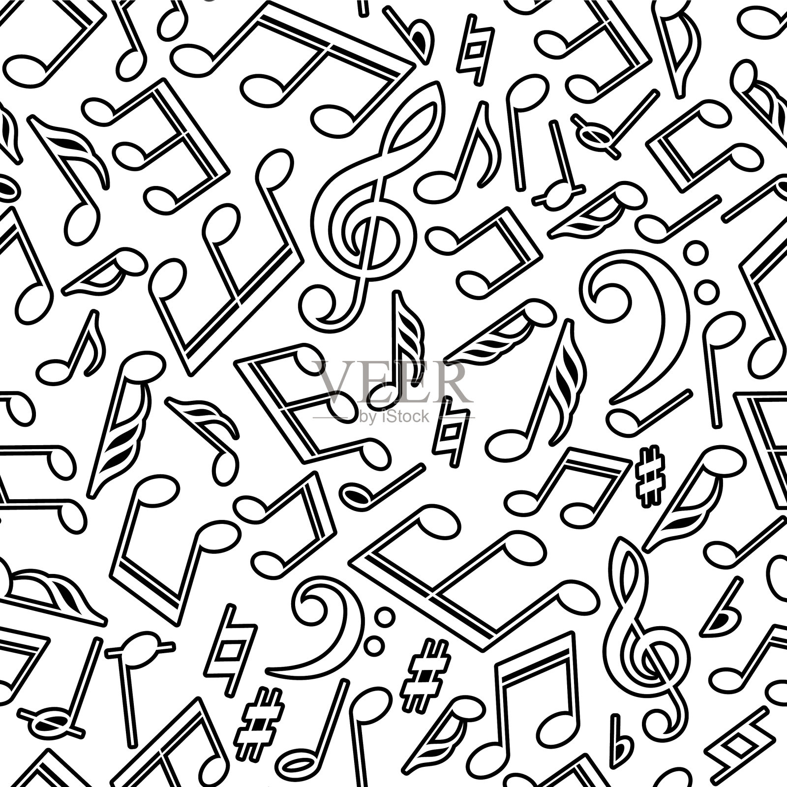 带音符的音乐模式插画图片素材