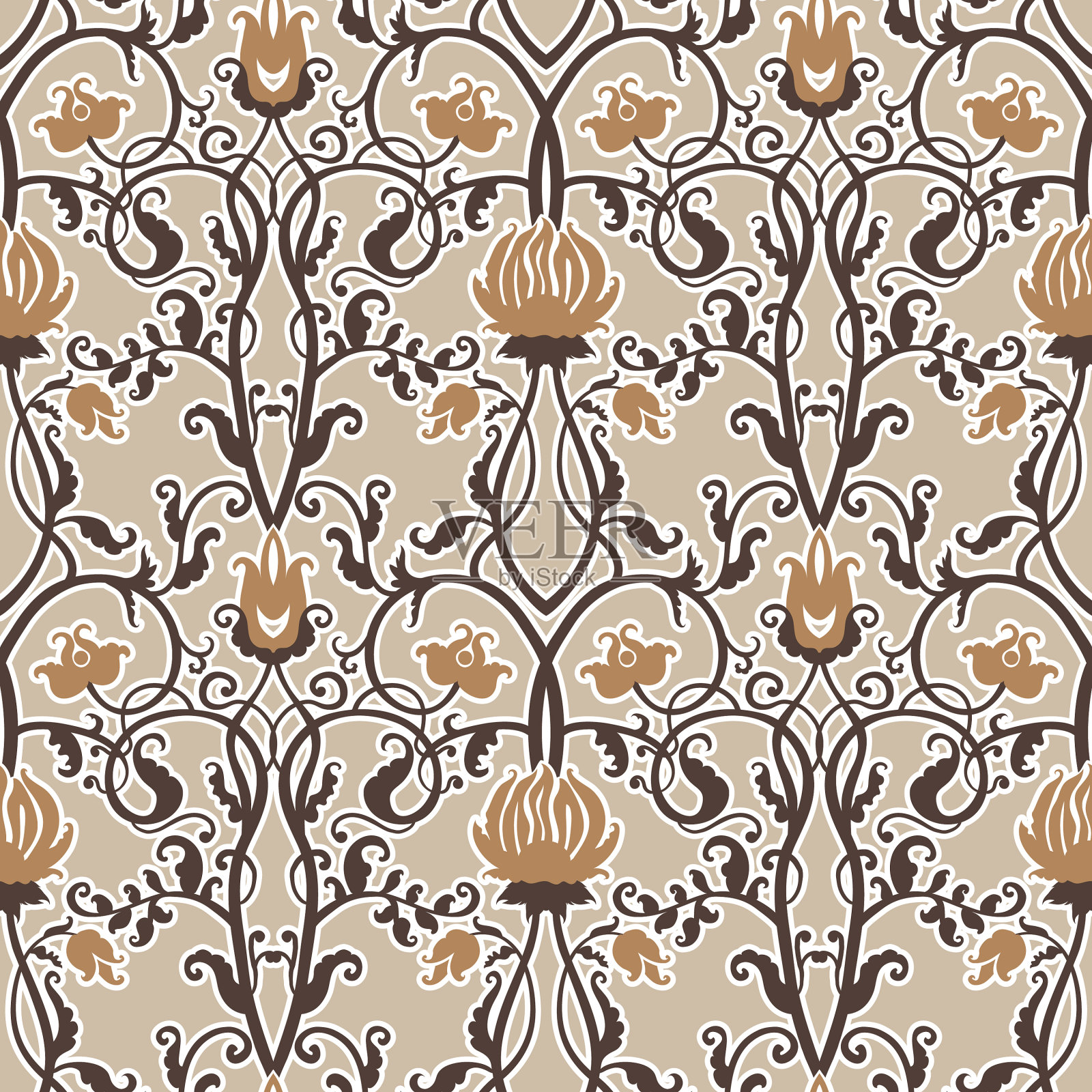 复古无缝花图案插画图片素材