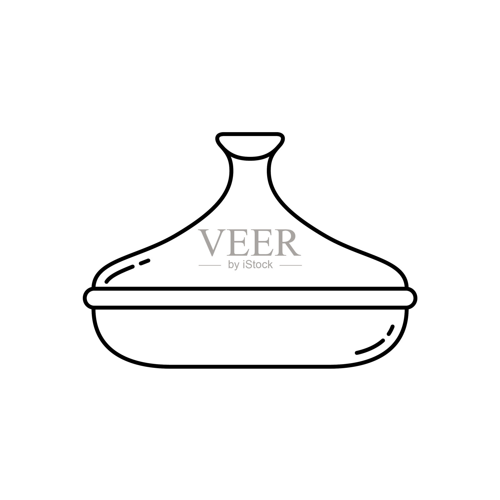 塔吉线性图标陶瓷锅与盖子黑色插画图片素材