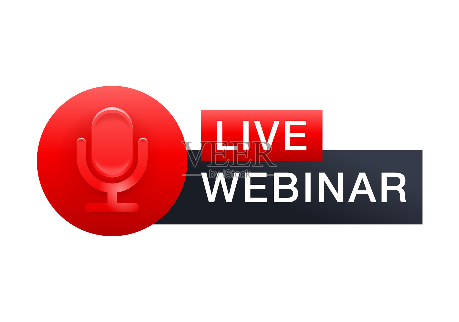 现场网络研讨会按钮与麦克风图标插画图片素材