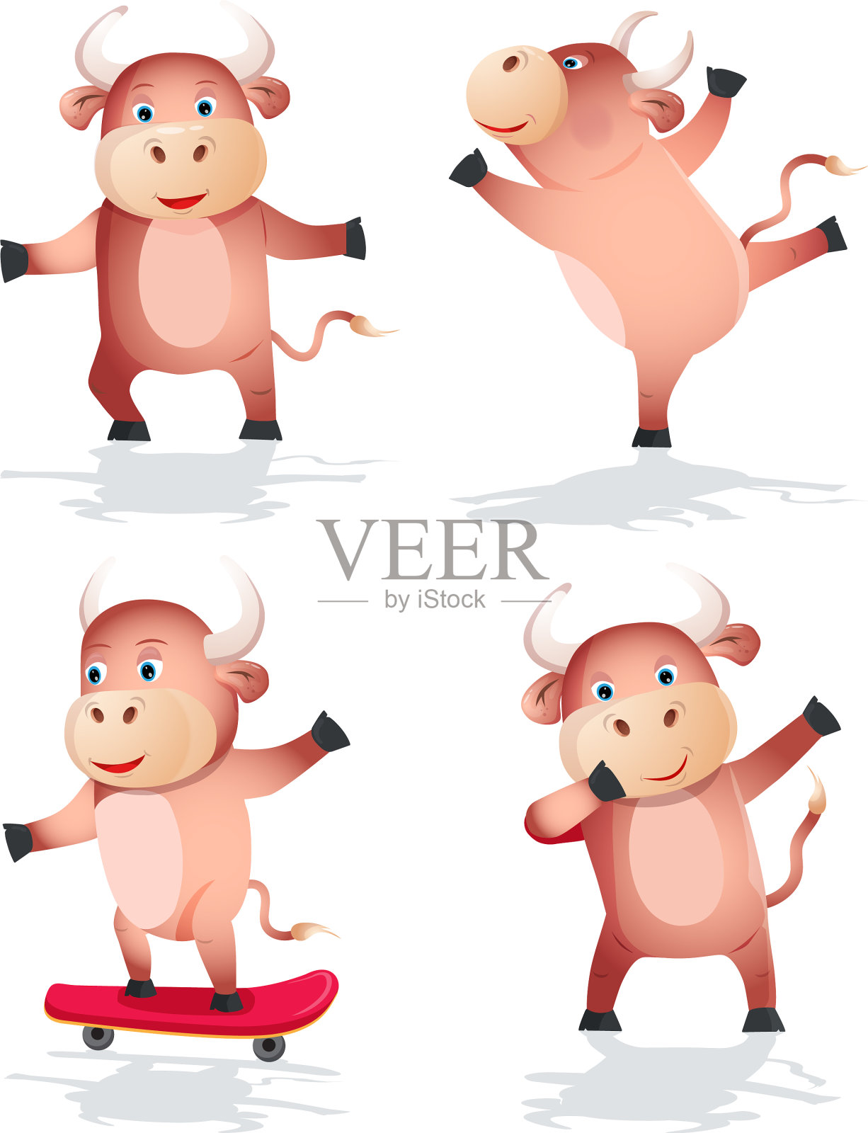 彩牛是2021年中国新年的象征动物插画图片素材