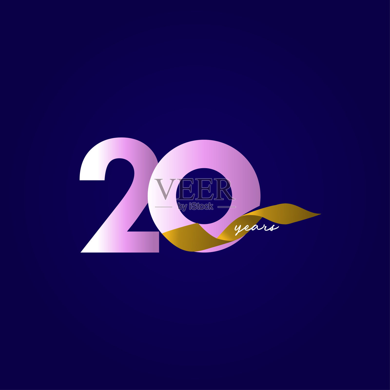 20周年纪念丝带庆祝矢量模板设计插图插画图片素材