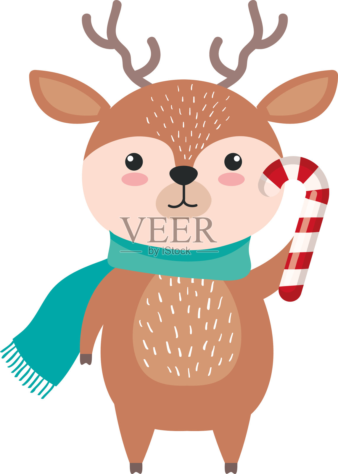 驯鹿卡通与圣诞快乐糖果设计元素图片