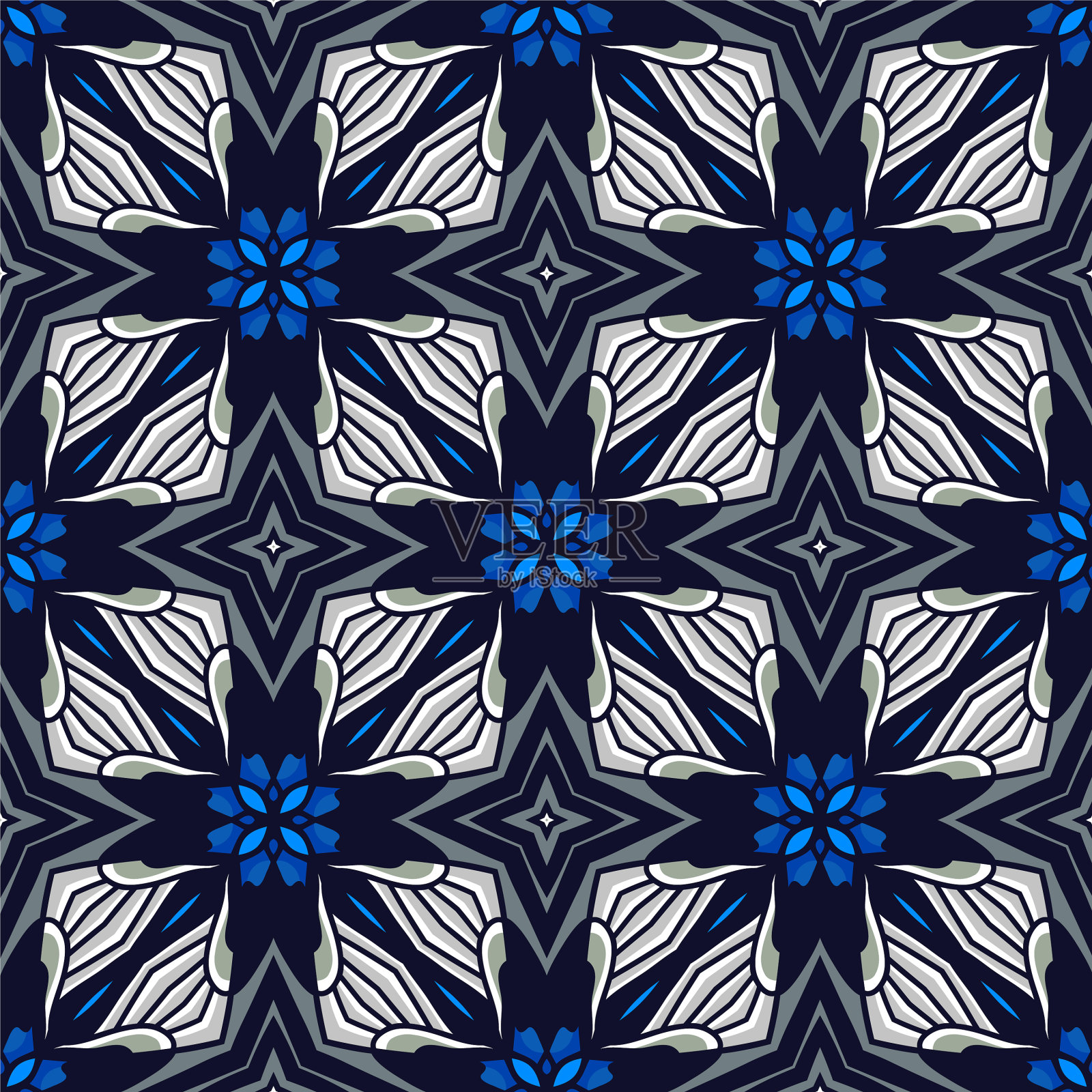 复古无缝花图案插画图片素材