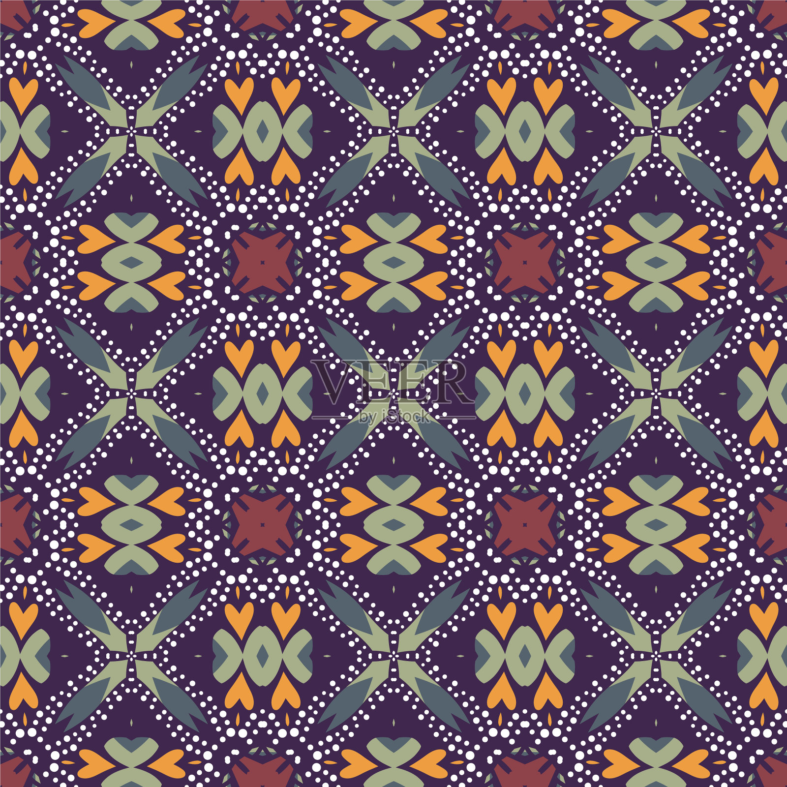 复古无缝花图案插画图片素材