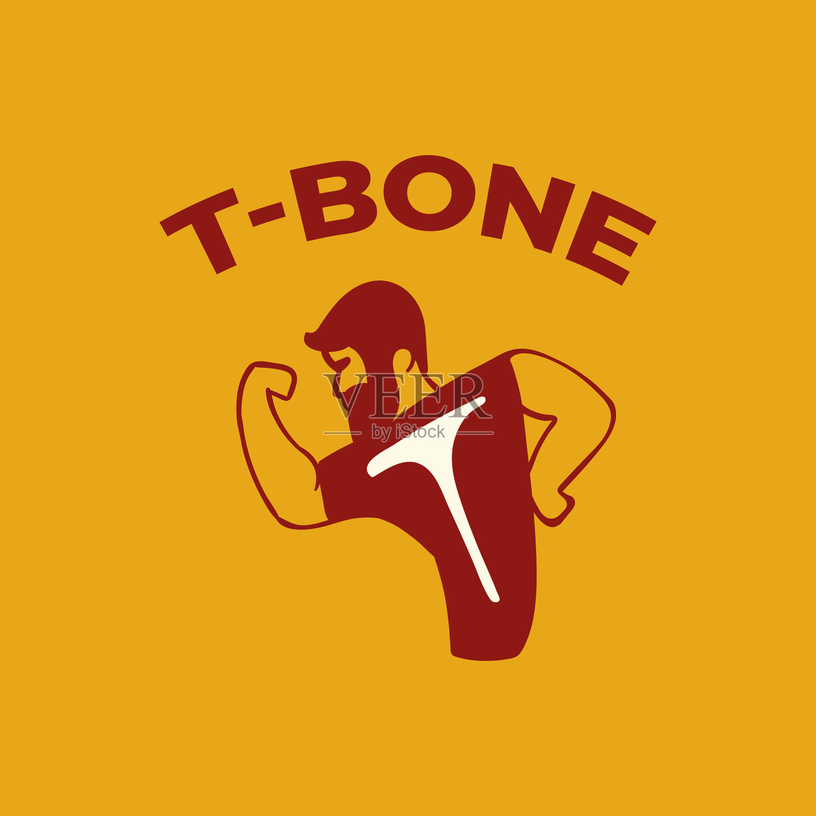 肌肉健美者与t骨肉作为他的身体插画图片素材