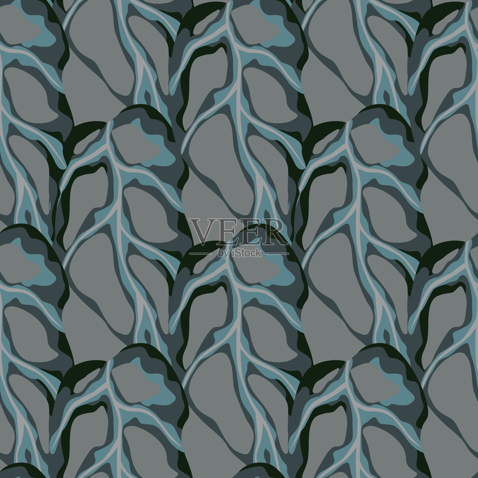 抽象植物用灰色和无缝图案插画图片素材