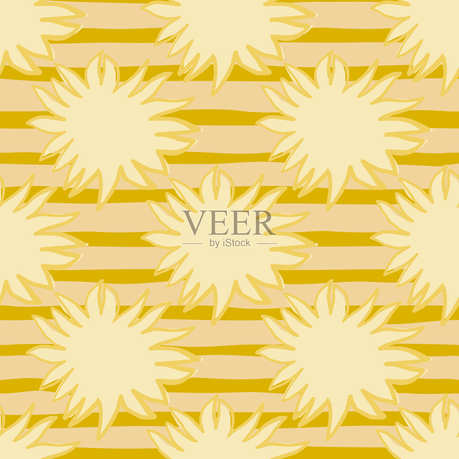 简单的孩子无缝图案与阳光插画图片素材