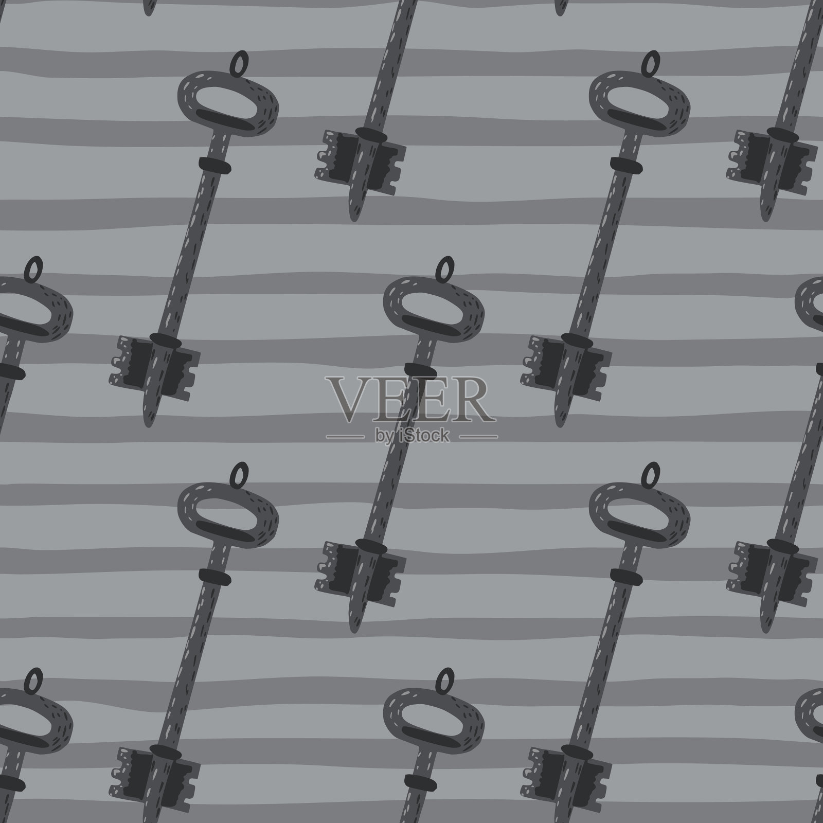 无缝苍白模式与钥匙轮廓插画图片素材