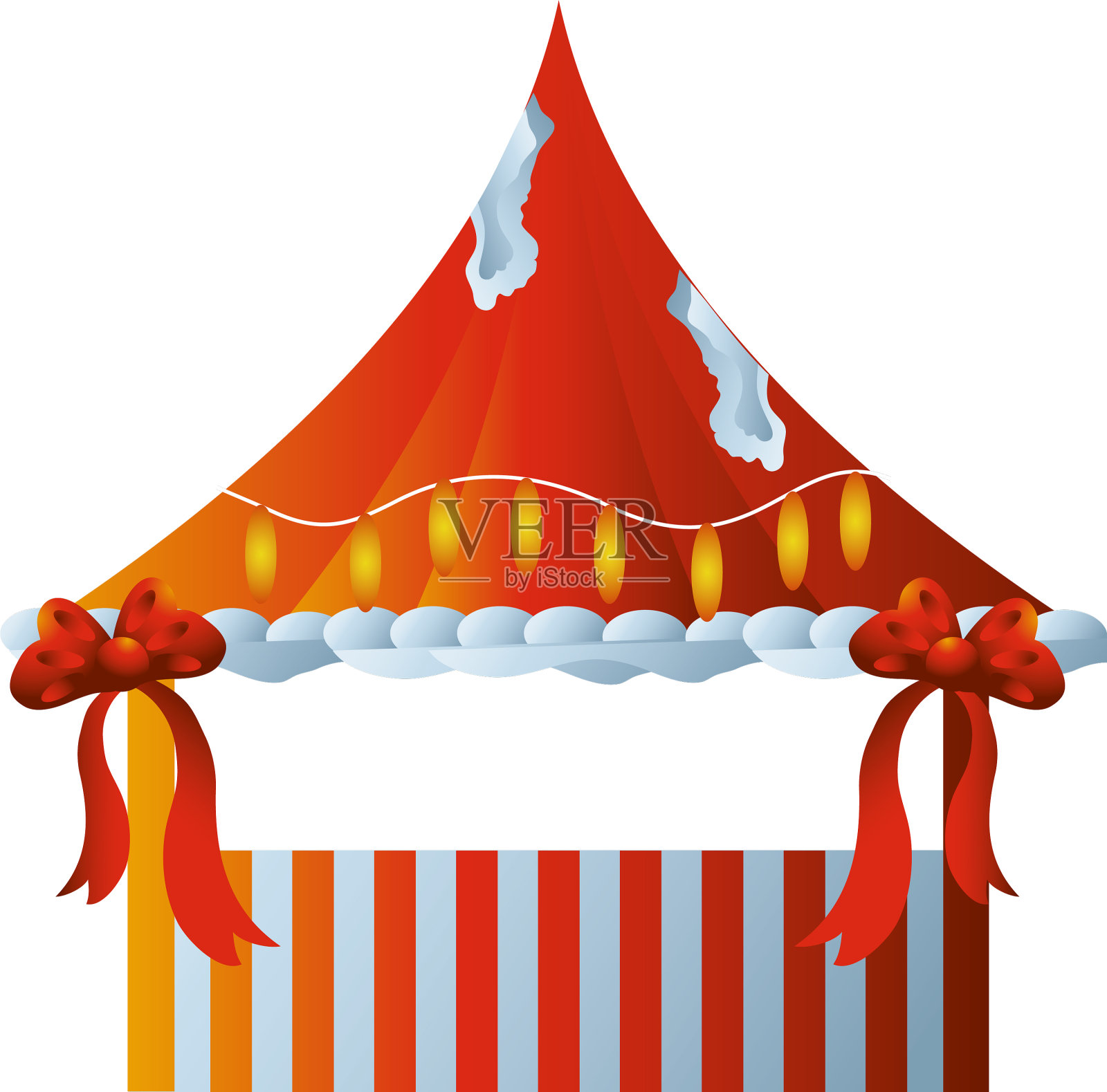 圣诞快乐摊位上有彩带和雪花设计元素图片