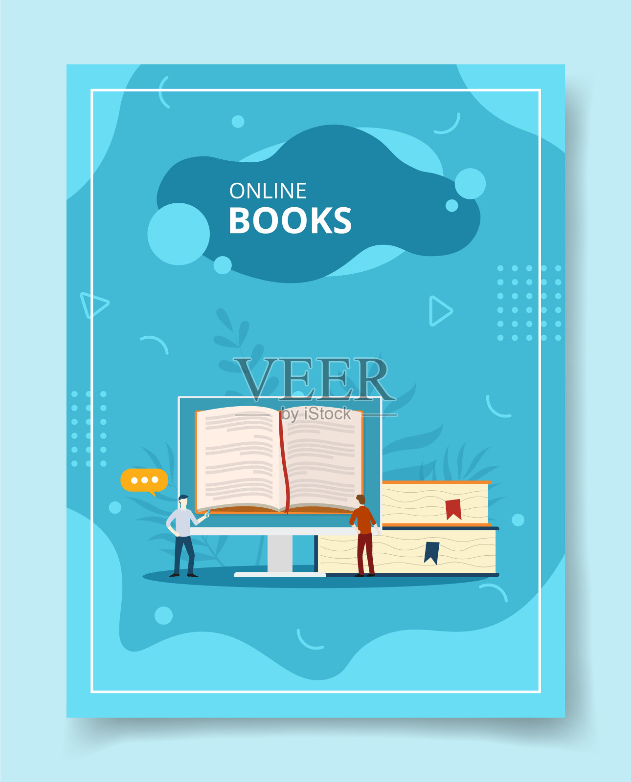 网上购书人站在电脑前购书插画图片素材