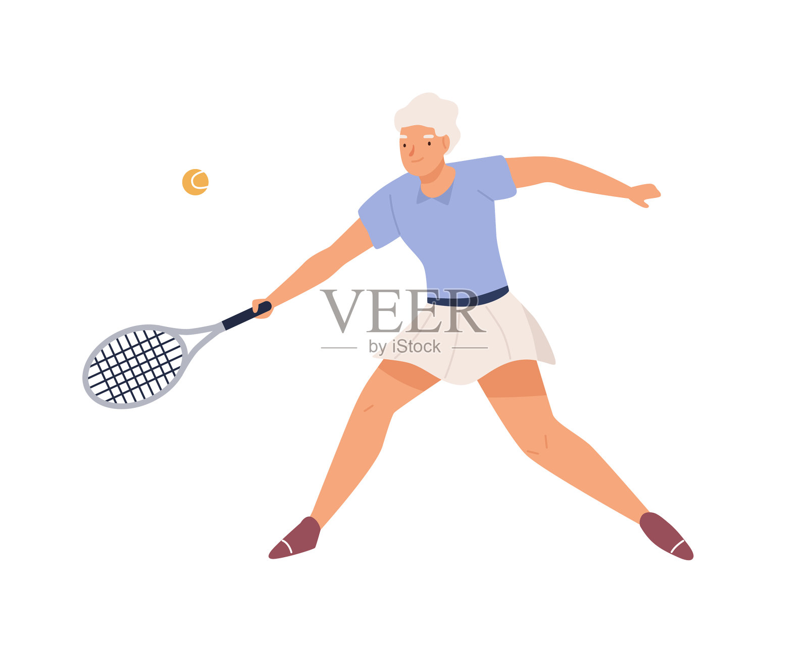 年长的女网球运动员穿着运动服设计元素图片