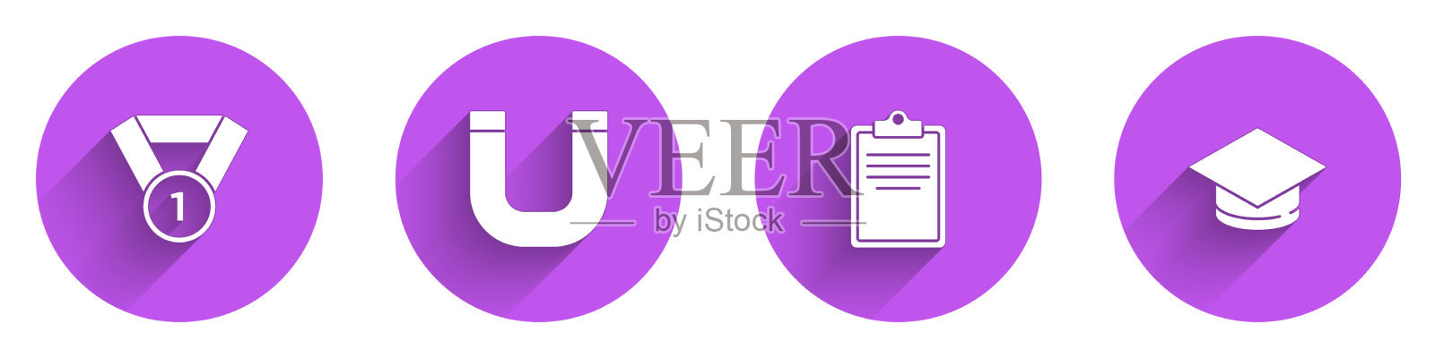 设置奖牌磁铁剪贴板与核对表和图标素材