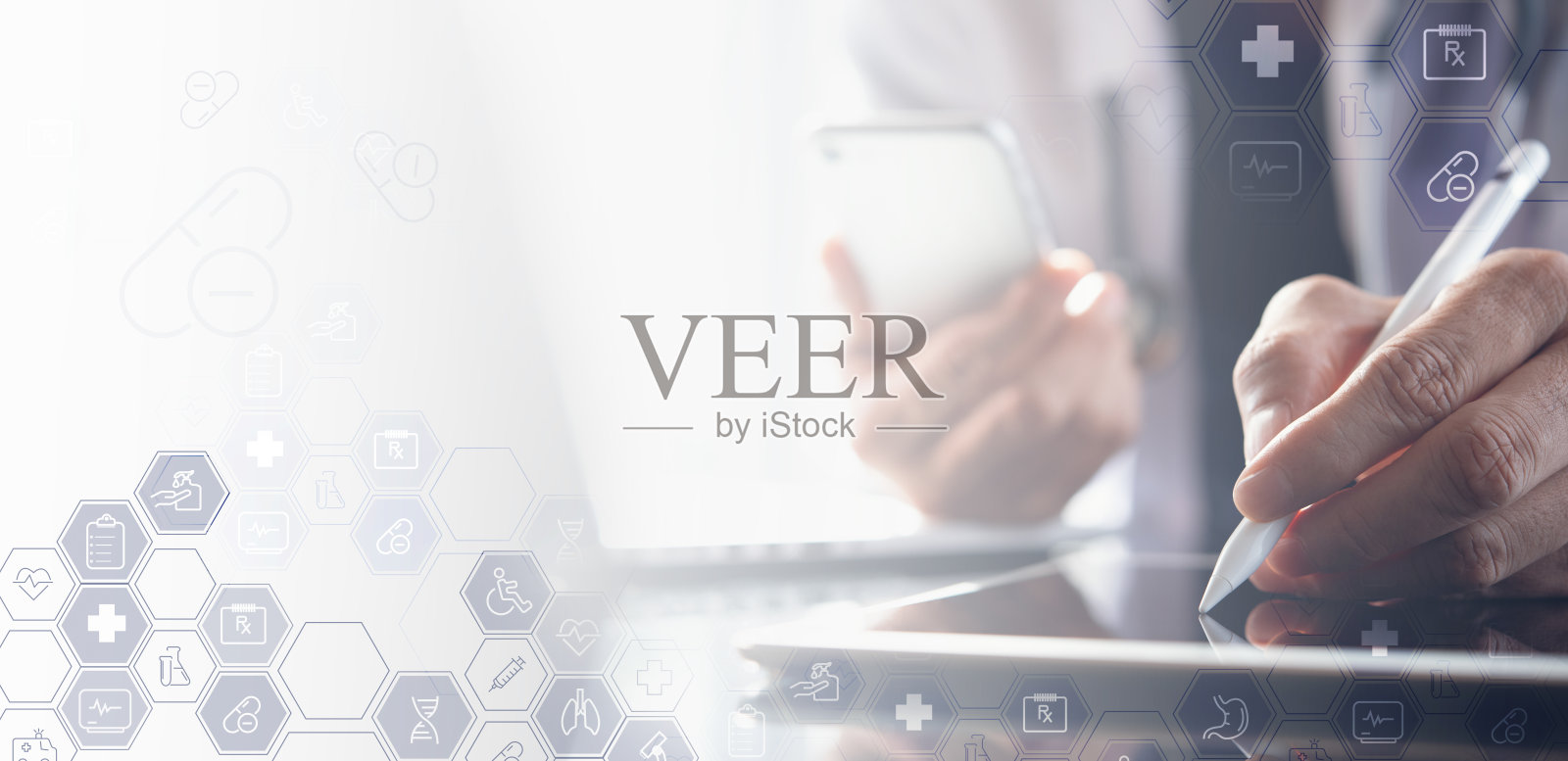 远程医疗、虚拟医院、在线医疗、远程保健、医疗保健和现代技术的概念和医学背景照片摄影图片