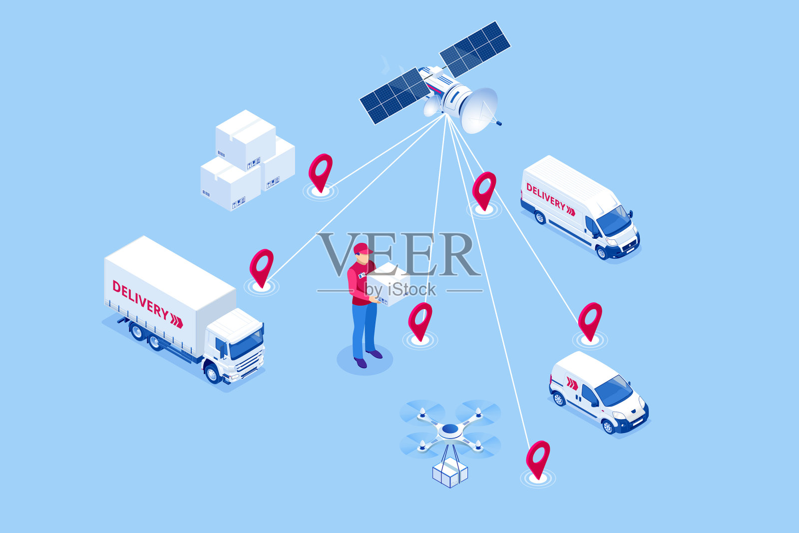 等距全球物流网络概念插画图片素材