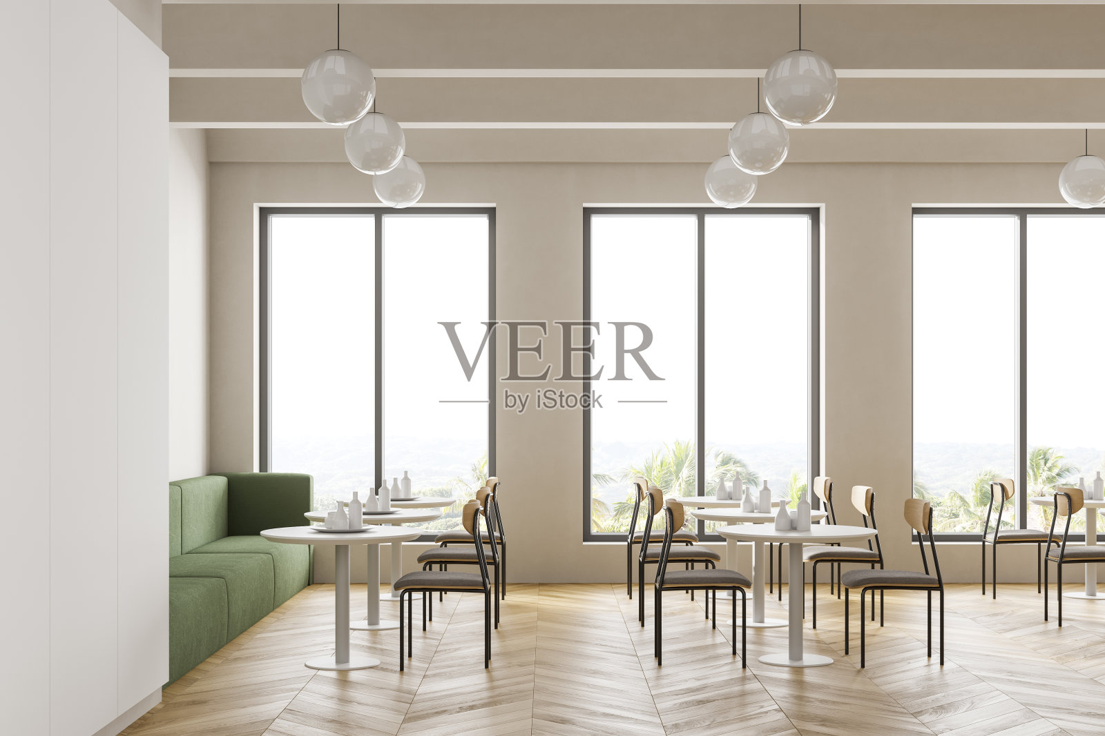 餐厅、大学餐厅、咖啡厅、酒店吧台。学校、学院或办公室的餐厅内部。照片摄影图片