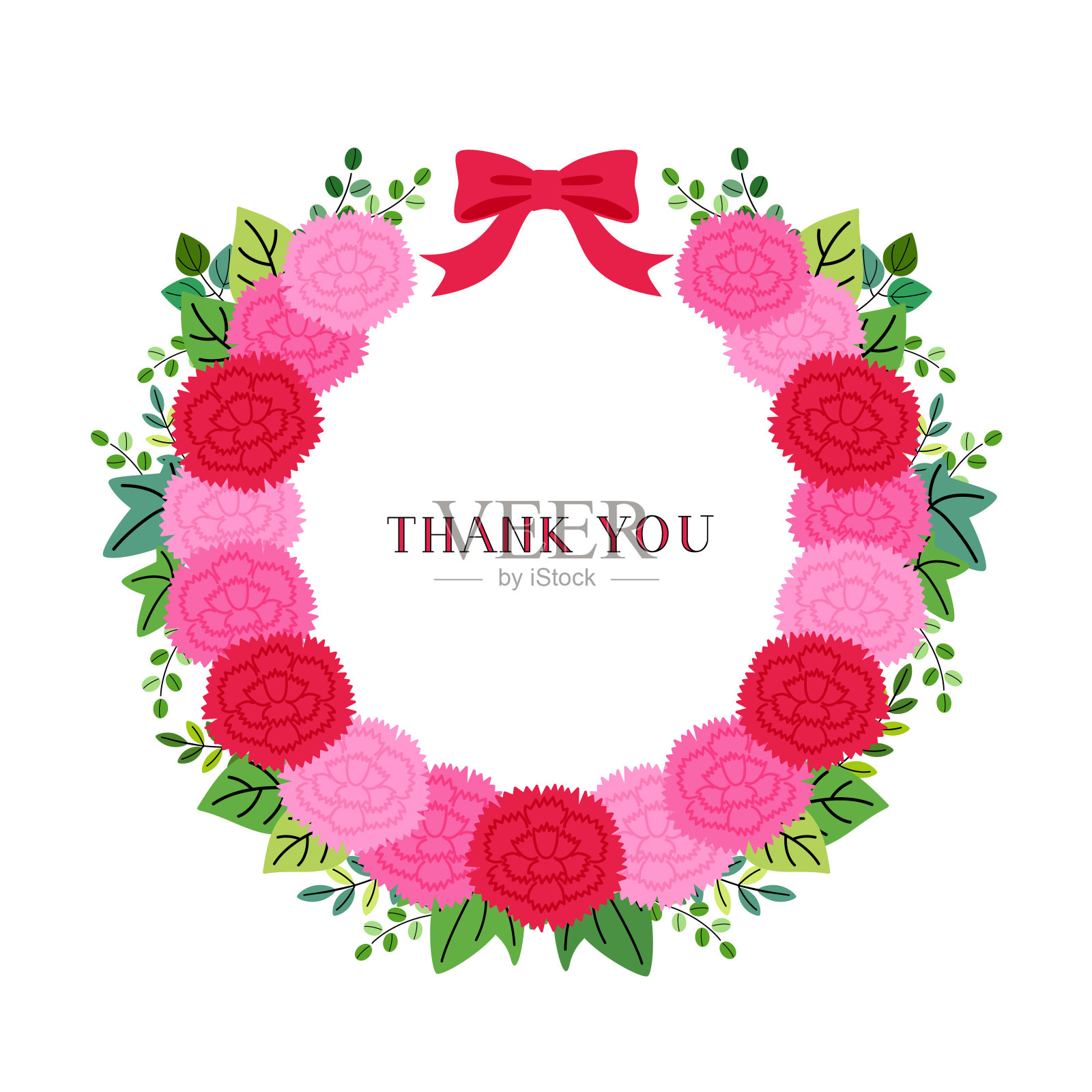 叶子和康乃馨花环母亲节插画图片素材