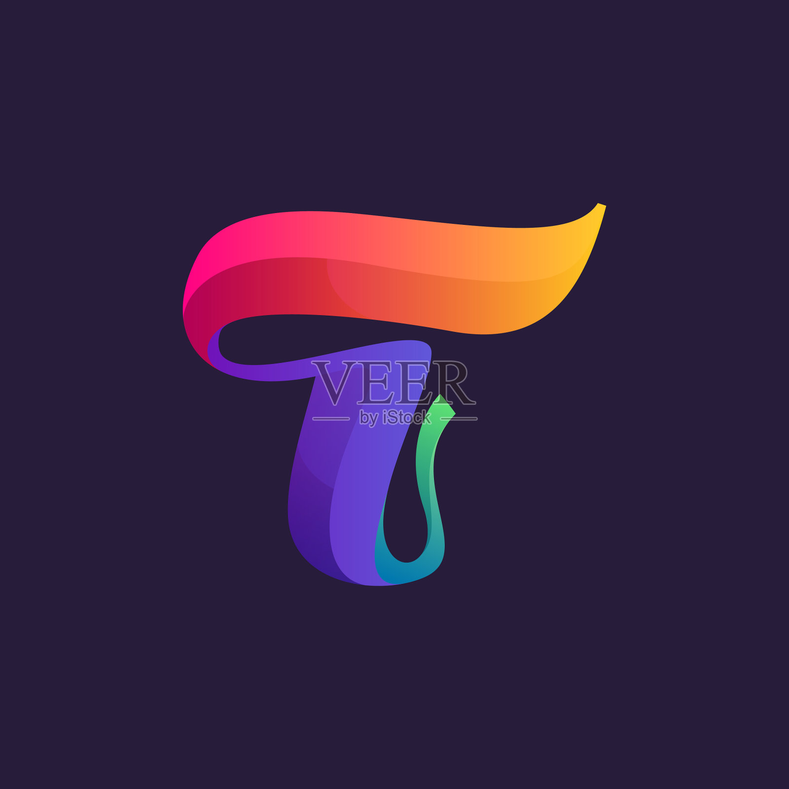 t字标志充满活力，色彩缤纷插画图片素材