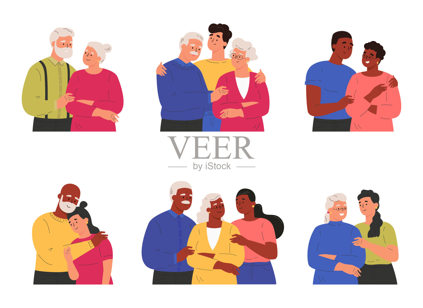 有父母和祖父母的孩子设计元素图片