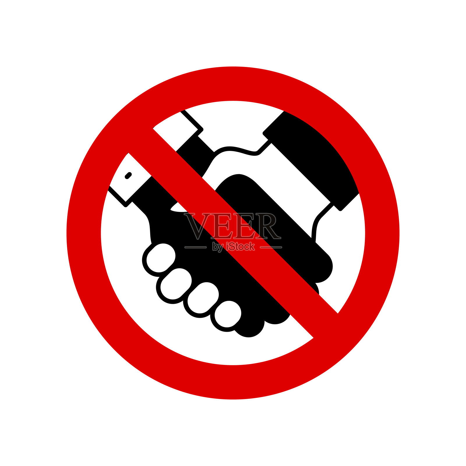 没有握手。禁止标志。禁止标志。矢量图插画图片素材