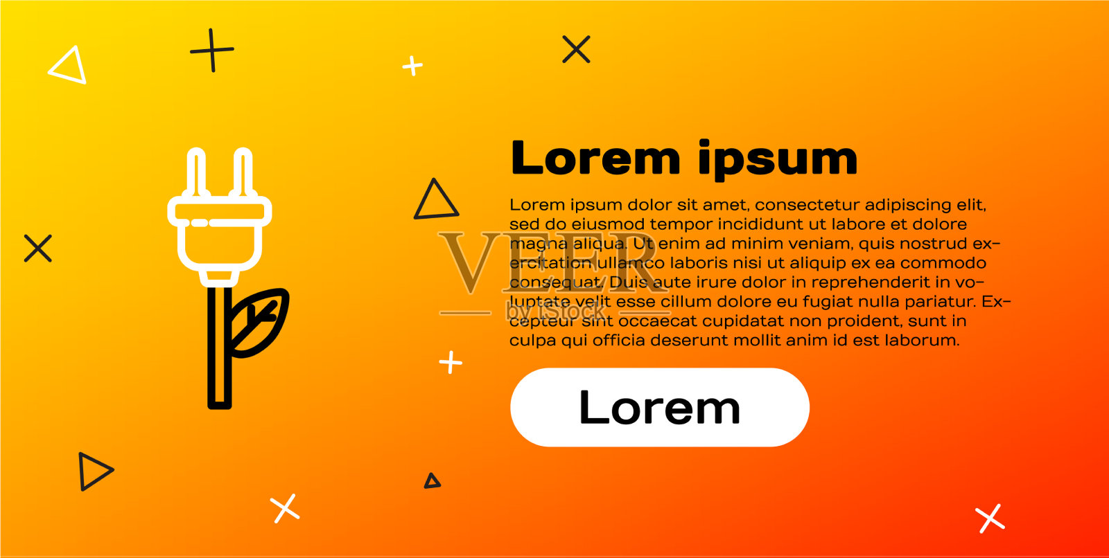 线路省电插头插在叶子图标隔离上插画图片素材