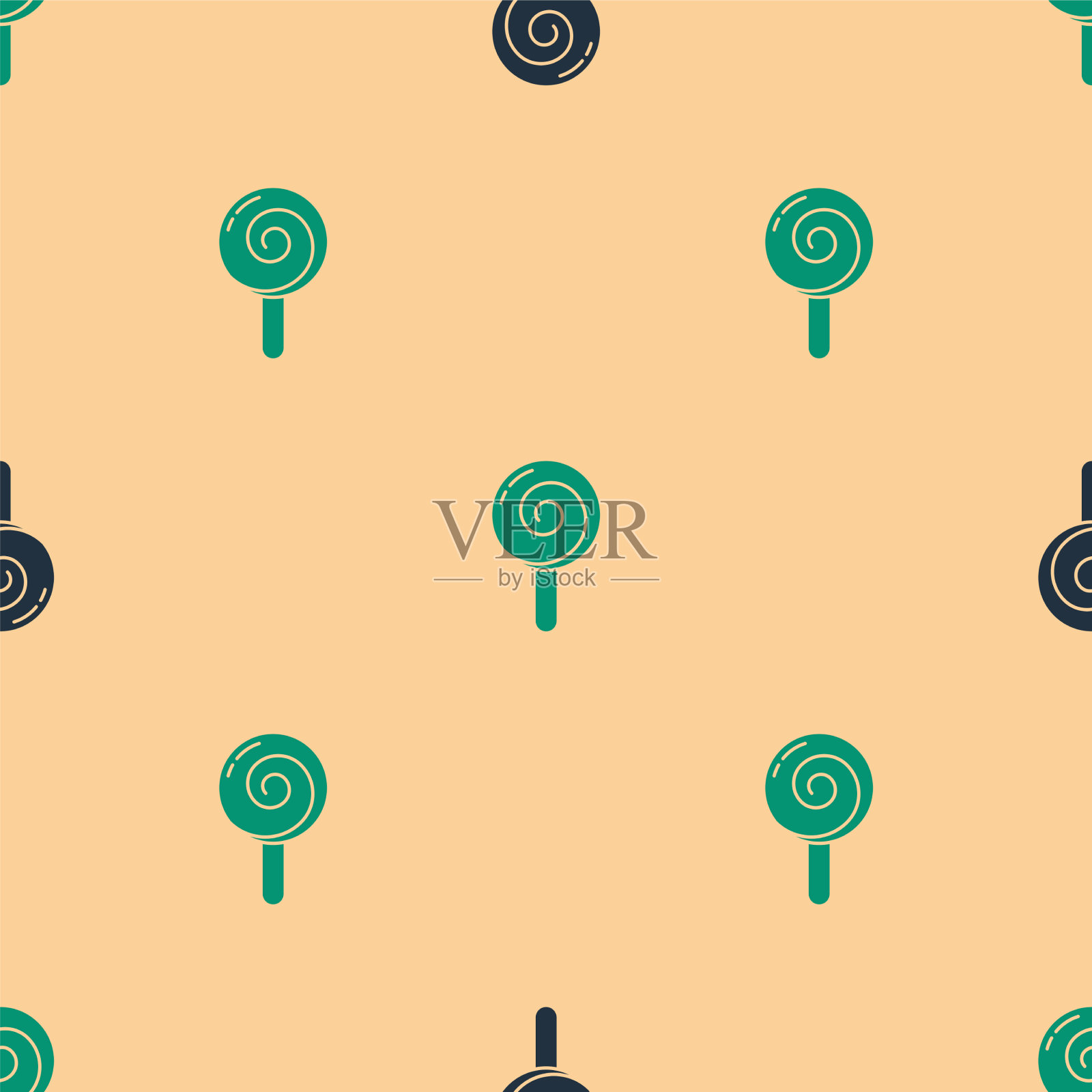 绿色和黑色棒棒糖图标隔离无缝插画图片素材