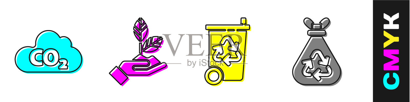 设定二氧化碳排放在云厂手动回收图标素材