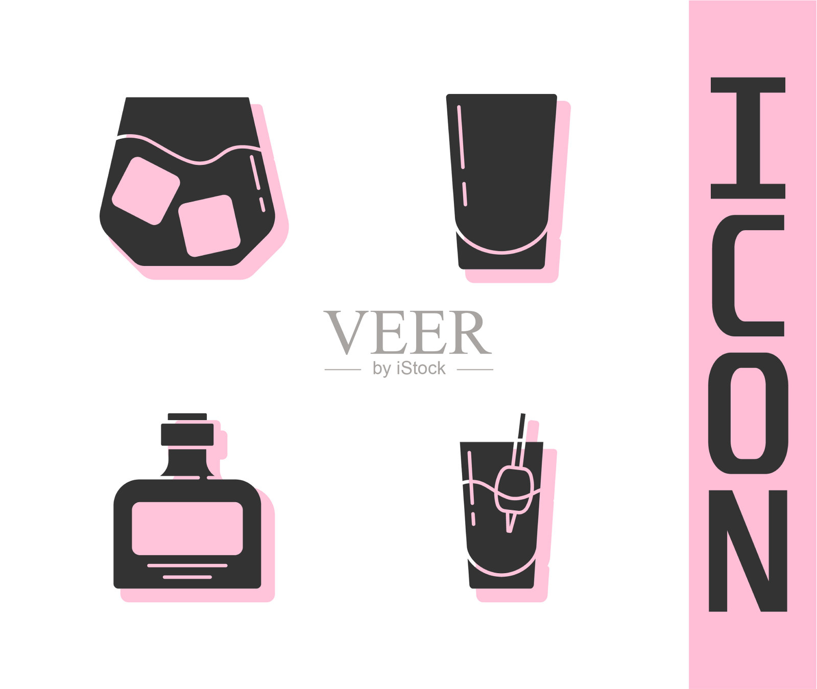 设置鸡尾酒血腥玛丽杯威士忌图标素材