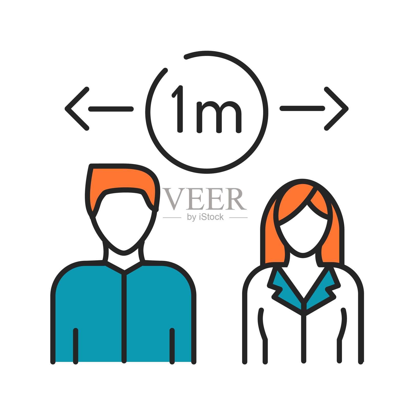 社会距离颜色线图标流行插画图片素材