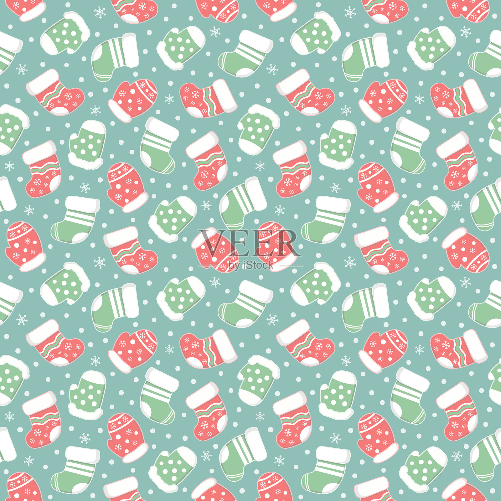 圣诞主题背景手套和袜子插画图片素材