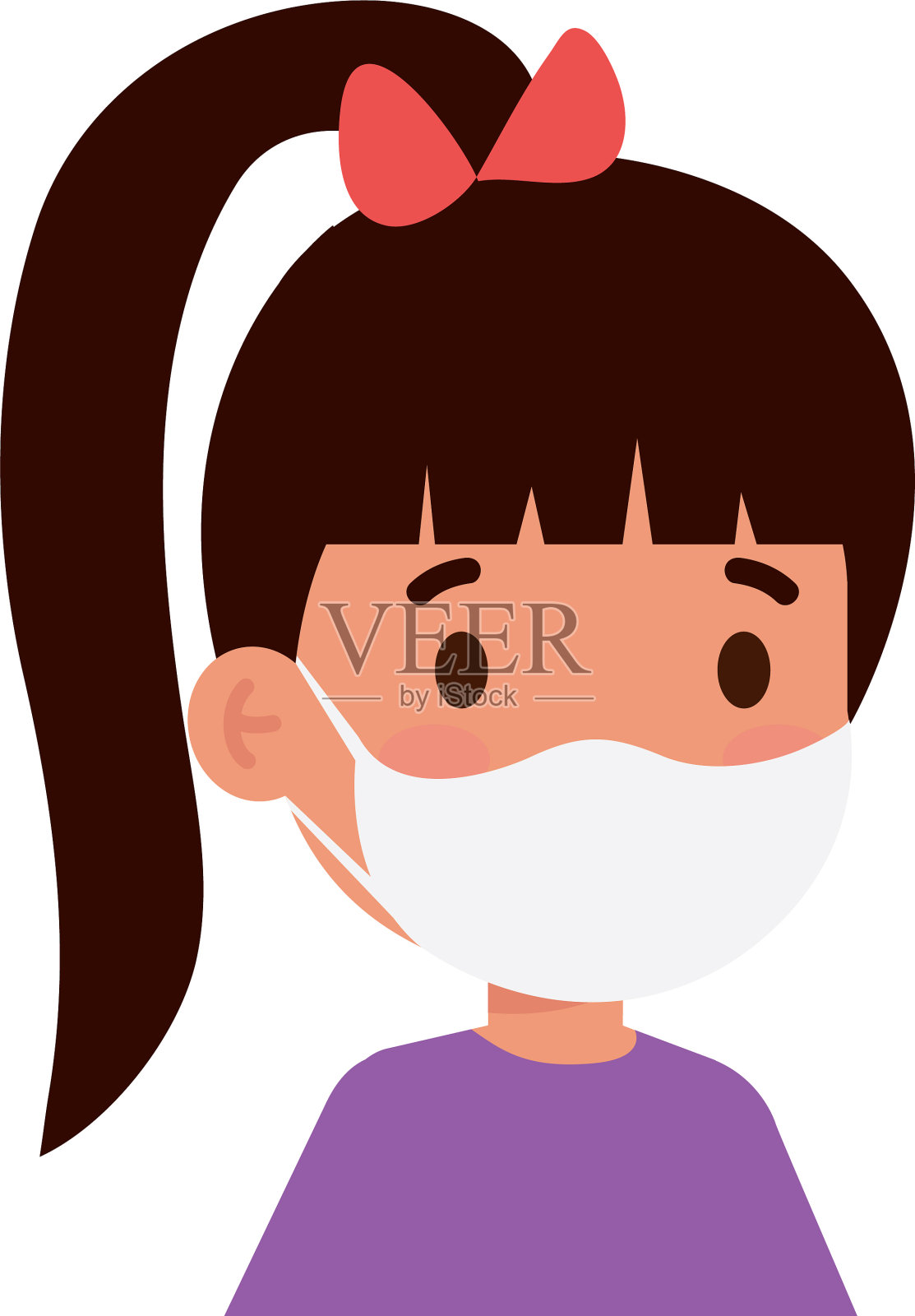 戴医用面具的小孩角色设计元素图片