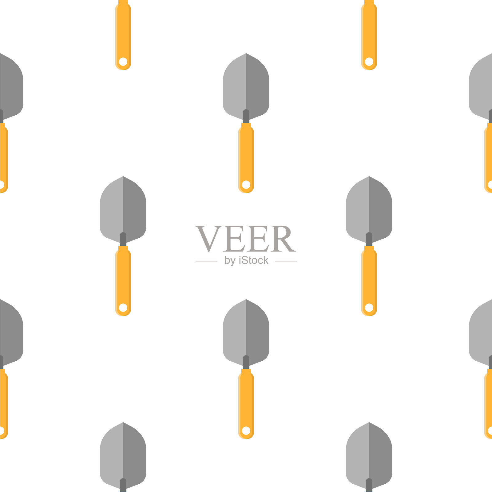 无缝图案与卡通小铲子上插画图片素材