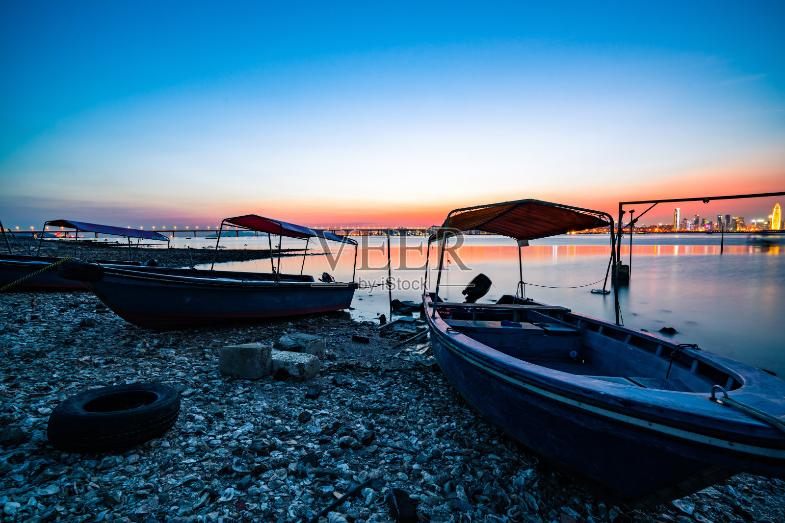 香港流浮山日落海滩照片摄影图片