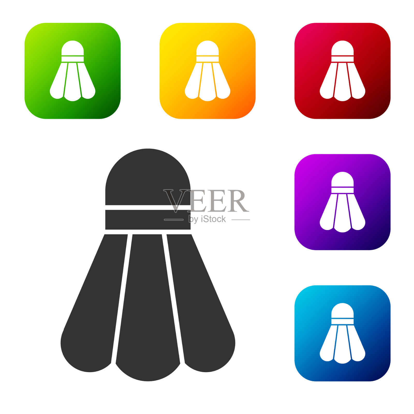 黑色羽毛球图标孤立在白色图标素材