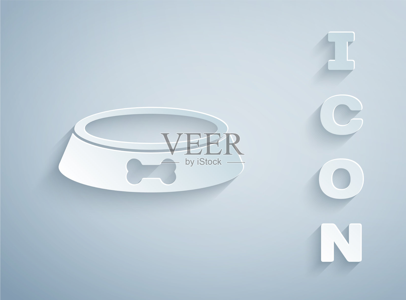 剪纸宠物食品碗猫或狗的图标插画图片素材